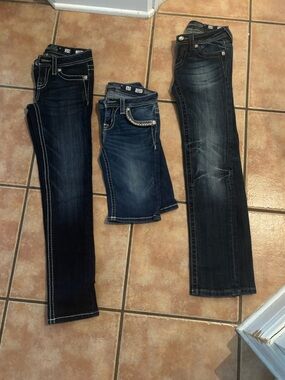 Miss Me Girls Dark Wash Blue Denim Jeans Trio